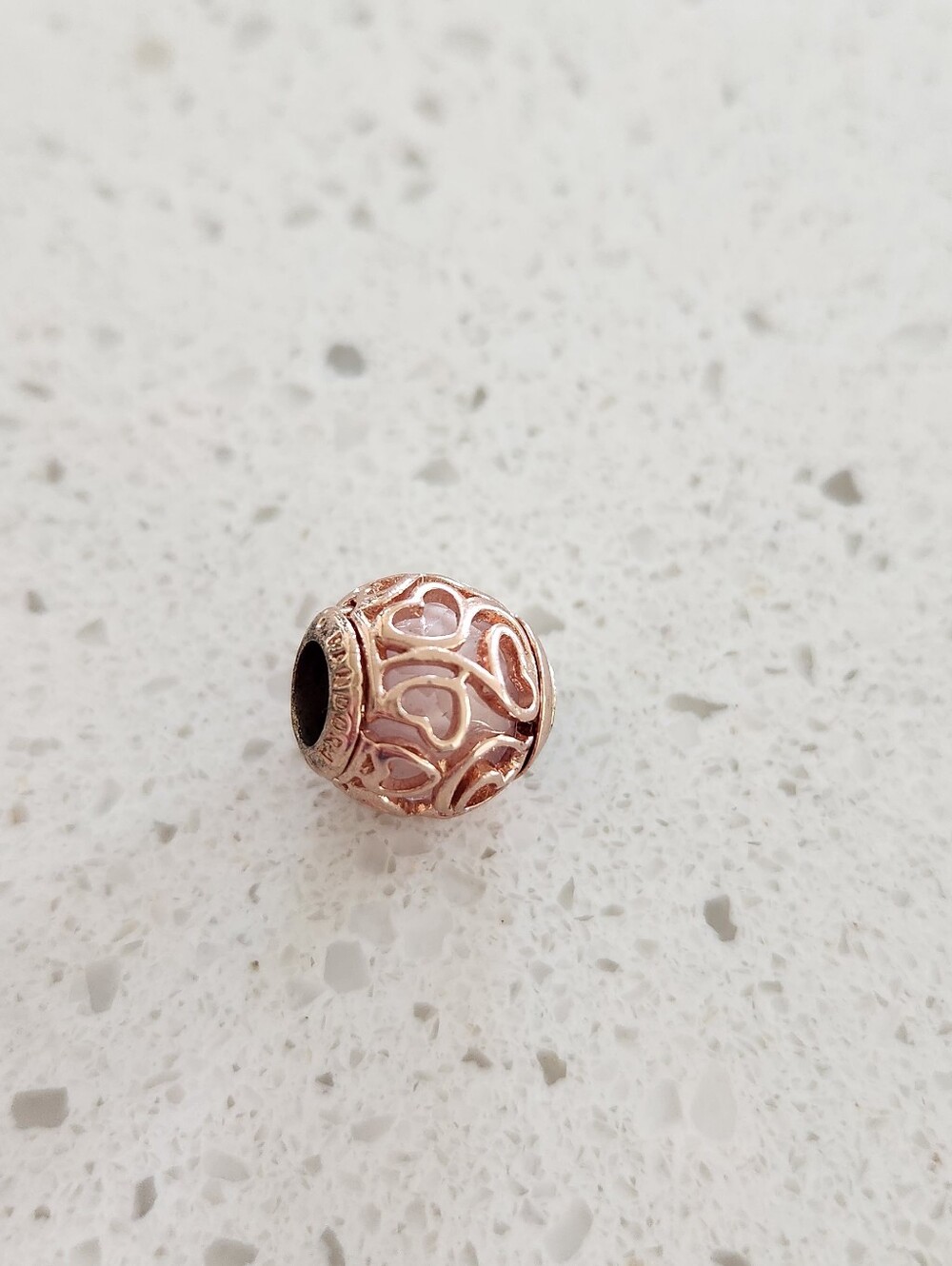 Authentic Pandora Rose Hearts Filigree Charm with Clear Zirconia